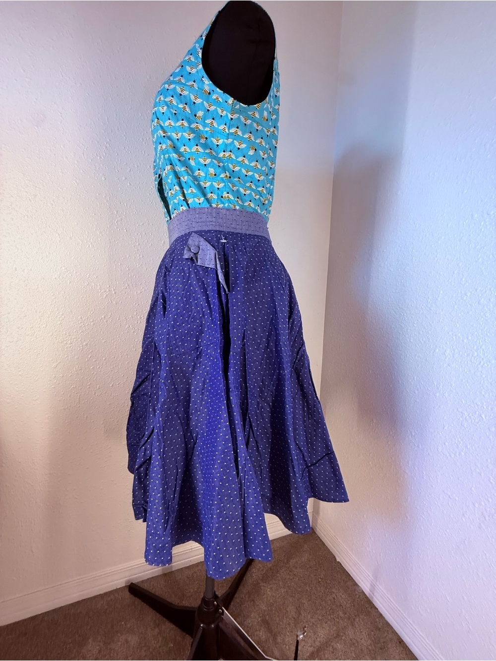 Heart of haute Blue Polka Dot Cotton Midi Skirt